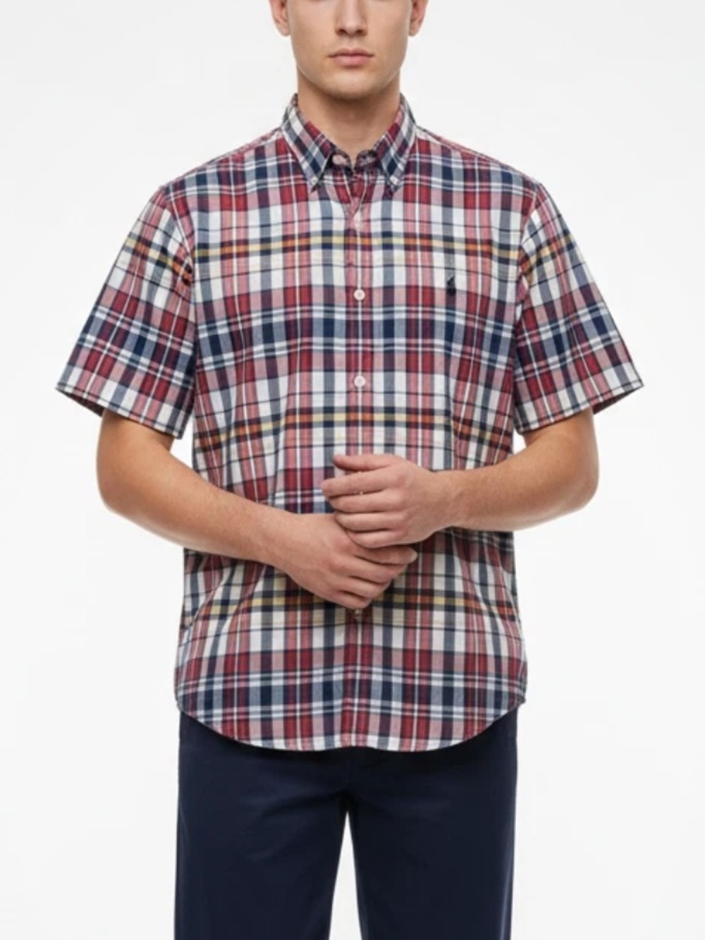 Ralph Lauren Plaid Short-Sleeve Button-Down Shirt - Red/Blue